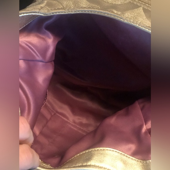 Coach Vintage Y2K Gold Sparkly Tan Signature Monogram Medium Satchel Bag… - Picture 10 of 14